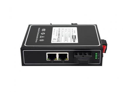  Non-Managed Industrial Ethernet Media Converter with PoE, 2-Port Gigabit Ethernet .