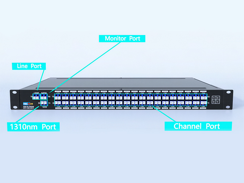 DWDM MUX DEMUX 40CH C21-C60 с 1310 нм и портом монитора, двухволоконный LC/UPC, стойка 1U